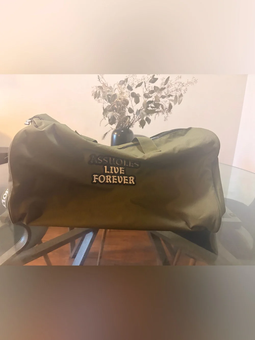assholes live forever olive green